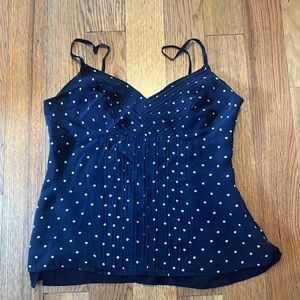 Blue blouse with white polka dots